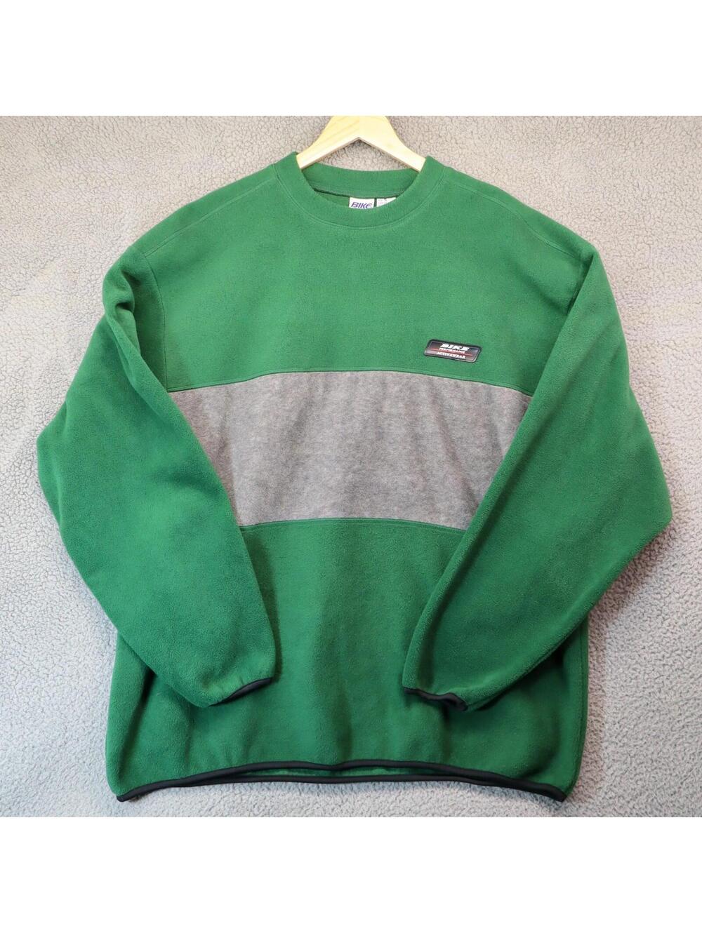BIKE Performance Sweatshirt Green Men XL Made USA Fleece vtg
